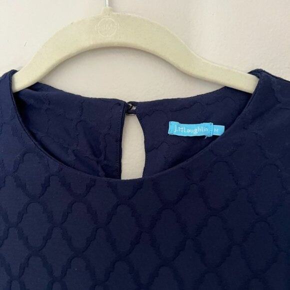 J. McLaughlin Catalyst Dress Blue Palm Spring Jacquard Women's Size Medium Crew - Picture 12 of 12